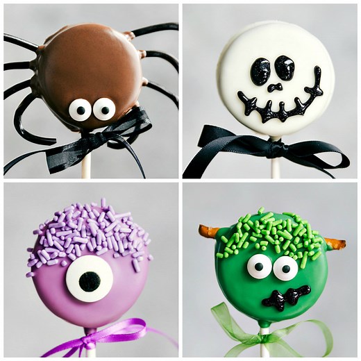 Easy HALLOWEEN OREO POPS! Spider, Skeleton, Monster, and Frankenstein! ALL THE DETAILS: https://www.chelseasmessyapron.com/halloween-oreo-pops-1/ | Chelsea's Messy Apron
