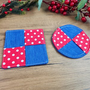 Easy Patchwork Coasters Using Fabric Scraps#diy #SewingProject #handicraft #quilt #patchwork | Nurgül İle El Sanatları