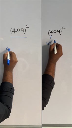 K Goud on Instagram: "409² Solved in Seconds 🔥 | Short Trick vs General Method 💡 Why waste time on long calculations when you can solve 409² in just seconds? ⚡ Learn the smart short trick to find squares of numbers like 409 instantly — faster, easier, and more accurate than the general method! Perfect for SSC, Banking, and all government exams where speed matters the most. 🚀 square of 409 trick, short method for squares, fast calculation tricks, vedic maths for competitiv