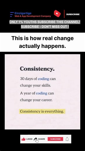 Subscribe 👍 | Real Change Happens with Daily Coding & Consistency #shorts #viral #youtubeshorts