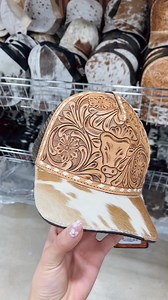 Tooled leather & cowhide caps handcrafted, unique, and ready to level up your western style. Western-linens.com | Western Linens