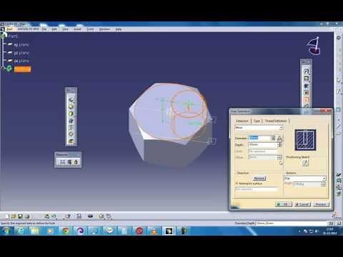 Catia v5 Tutorials|Part Design|Bolean Operation|Union Trim|M12 Nut|Start to Finish