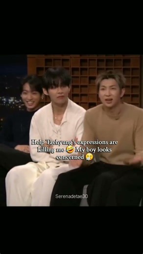 Taehyung's reaction when everyone was talking about 67 meme 🤣#taehyung #btsonfallon #67meme #btsv