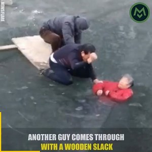 23K views · 51 reactions | A man rescues an older woman stuck in ice. Credits: Newsflare | Made Man | Facebook