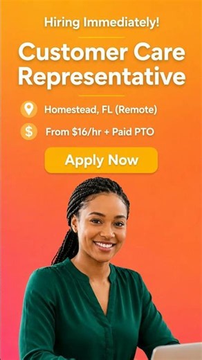 Urgent Hiring! 🚨 $16/hr Customer Care Job Remote FL #shorts #jobsearch
