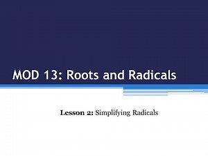 Simplifying Radicals