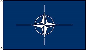 NATO Flag 3x5ft North Atlantic Treaty Organization Flag 90x150cm polyester 90g with Brass Grommets and Double Stitched
