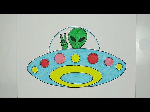 儿童简笔画 - 外星人和飞碟 / 每天一幅简笔画154 / 零基础学画画 / Painting and coloring - UFO / alien