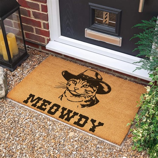 Meowdy Doormat, Funny Door Mat, Cat Doormat, Funny Welcome Mat, Cowboy Kitty Doormat, Closing Gift, Cute Doormat, Housewarming Gift, Doormat - Etsy