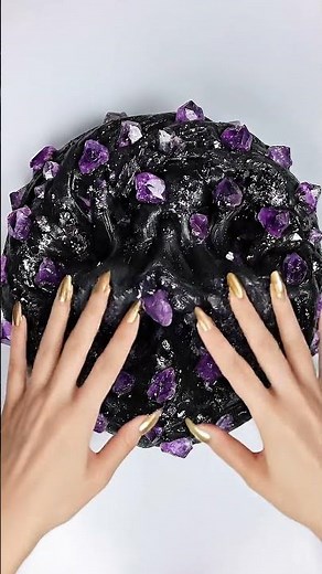 Amethyst Crystal Crunch ASMR! 💜🖤 #ASMR #Slime #Crunchy #Geode #Satisfying