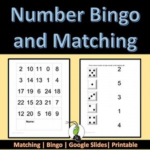 Number Bingo and Matching Practice Prek Worksheet Game Google