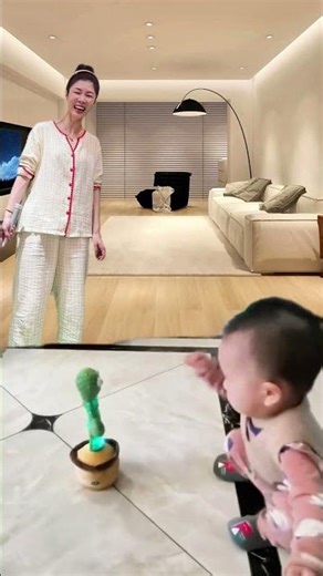 Baby's Reaction to Glowing Dancing Cactus is Priceless #adorable #viral