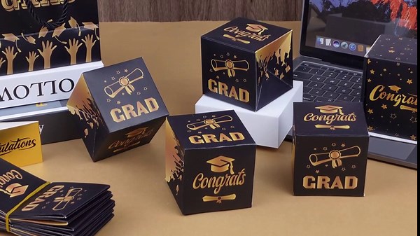 Tellingyou 12 Pcs Graduation Exploding Money Gift Boxes Folding Bounce Gift Box Explosion for Money with Confetti Class of 2024 Pop Out Cash Holder for High School College Party Supplies (Black)