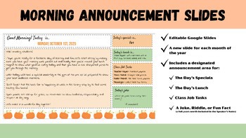 Daily Editable Morning Message Announcement Month Slides {Jokes, Riddles, Facts}