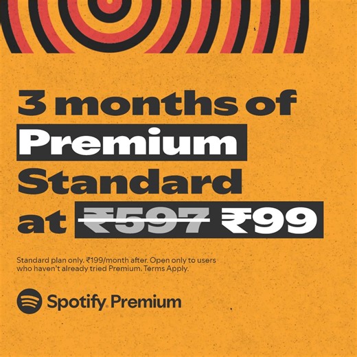 Join the party with uninterrupted music. Get 3 months of Premium Standard at just ₹99. | Spotify