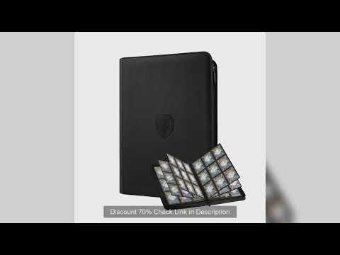 9 Pocket Trading Card Binder, PU Cover Zipper Card Collection Album, Sturdy 360 Side-Loading Card Fo