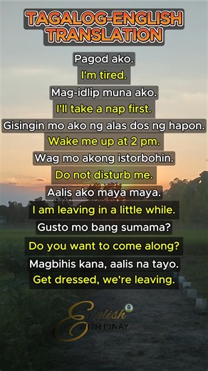 Tagalog-English Sentences 2 #englishvocabmastery #english #learning