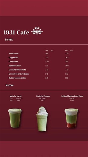 ✨Something new is waiting for you at 1931 Cafe!✨ We’re excited to introduce our NEW MENU — crafted with fresh flavors, comforting favorites, and delicious surprises you’ll surely love. From savory bites to sweet treats and perfectly brewed drinks, there’s something for everyone to enjoy. ☕🍽️ Whether you’re catching up with friends, planning a cozy date, or simply craving good food with a great view, 1931 Cafe is ready to serve you something special. Come dine with us and discover your new favor