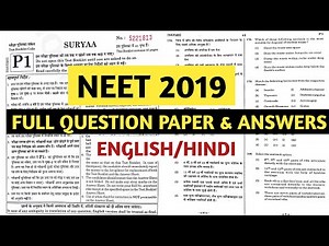 neet 2019 question paper with answers | NEET FULL Exam paper 2019