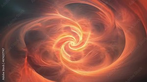 This image depicts an abstract artistic depiction of a fiery vortex swirl with glowing orange and red trails. The swirling effect creates a dynamic and intense visual, symbolizing energy and