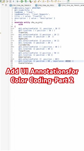 Add UI Annotations for Color Coding-Part 1#shorts #sapbtp #saphana #sapabap