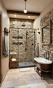 Te gusta esta idea de baño con revestimiento de piedra | Baños Net