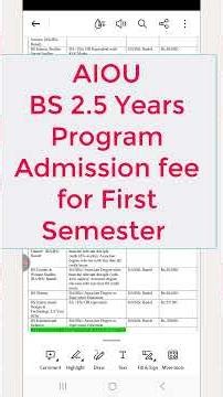 AIOU BS 2.5 YEARS Degree programs admission | AIOU Fee Structure 2026 First Semester Full Detail
