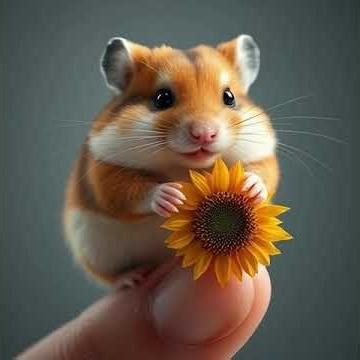 Baby Hamster on a Fingertip Ultra Cute Macro