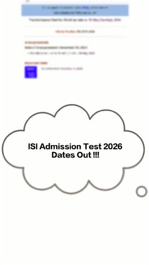 ISI Admission Test 2026 Dates Out || Indian Statistical Institute #isikolkata