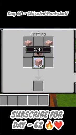 Minecraft Crafting | Day 61 = Chiseled Bookshelf #minecraft #mcpe #shorts