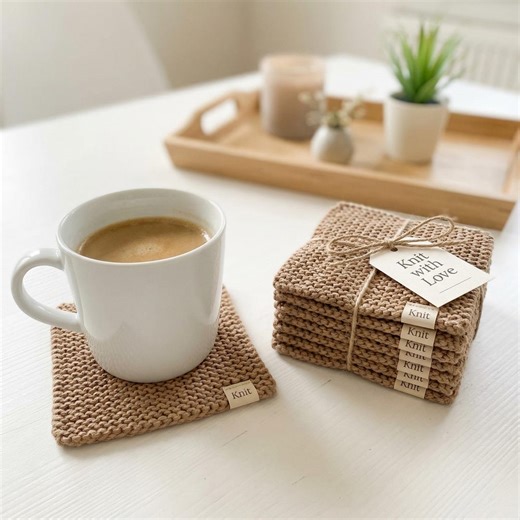 Easy Knitting Pattern Coasters / Knitted Coaster Pattern / Cozy Mug Rug / Beginner Friendly Knit / Minimalist Home Decor / DIY Gift / PDF - Etsy