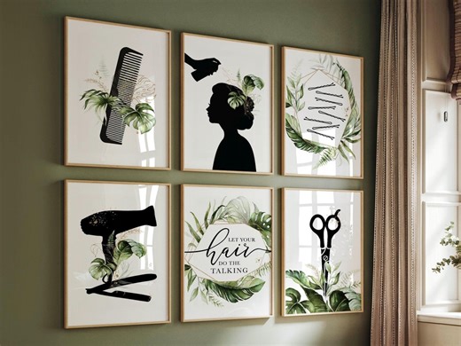 Boho Hair Salon Decor: Glam Stylist Prints, Set of 6 (digital Download) - Etsy