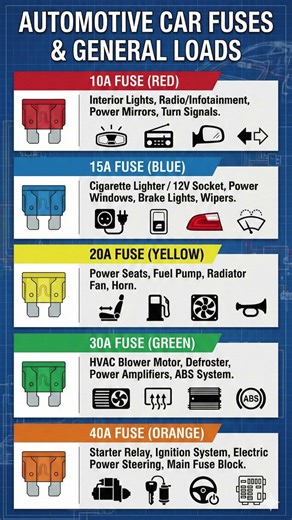 Meaning of Fuse Color in Cars #automobile #carfuse