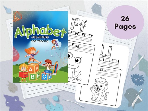 Alphabet Tracing and Coloring Book | A–Z ABC Worksheets | 26-pages Printable PDF - Etsy