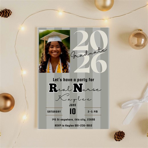 Custom RN Graduation Invitation Card, Editable Canva Template, Class of 2026 Party Invite (5x7 In), New Grad - Etsy