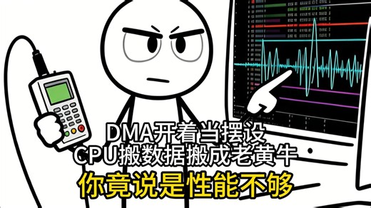 单片机DMA开着当摆设，CPU搬数据搬成老黄牛，你竟说是性能不够！