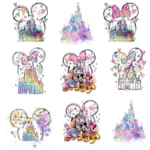 Dlsney Princess Est Png Bundle: Magic Kingdom Castle, Fantasy Character Stickers, Digital Download - Etsy