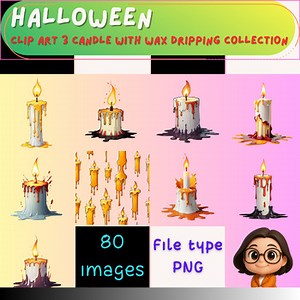 Clip Art 3 Candle with Wax Dripping Collection