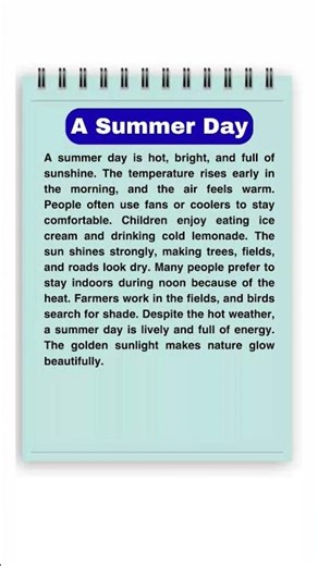 🔴 A Summer Day Essay | A Summer Day Easy Essay | Essay On A Summer Day