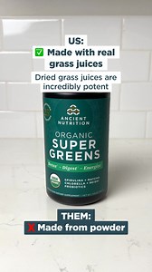 We do greens better and we’re not holding back. Organic SuperGreens has 25 or more superfoods and: …is actually organic. USDA Certified Organic ✅ …is made from real, grass juices  …has delicious flavor options without added sugar, stevia or fillers 省 Try it today! | Ancient Nutrition | Facebook
