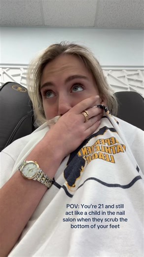 Maturing past the squirming and giggling is a myth I think… #nailsalon #help