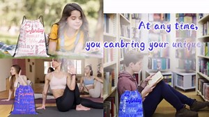 Personalized Drawstring Bag with Your Name Drawstring Backpack for Men Women Small Gym Beach Shopping Sport Yoga Bag (Name Photo Text)