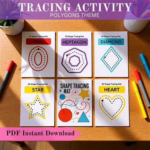 Polygon Tracing Worksheets | Shape Tracing Activities | Fine Motor Skills Practice | Preschool Kindergarten Math | Printable PDF - Etsy