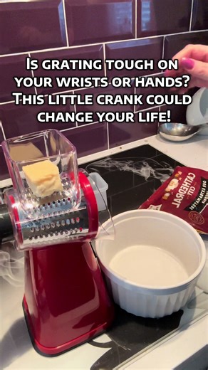 This rotary cheese grater is your new best friend! Perfect for quick meal prep and safer than a traditional box grater. It comes with 3 stable stainless steel drum blades for grating cheese and slicing vegetables, making it easy on your hands and wrists. Upgrade your kitchen efficiency for only £7.95 and free shipping! Shop smarter, not harder. #over50lifestyle #kitchenaid #arthritisrelief #blackfriday #tiktokmademebuyit
