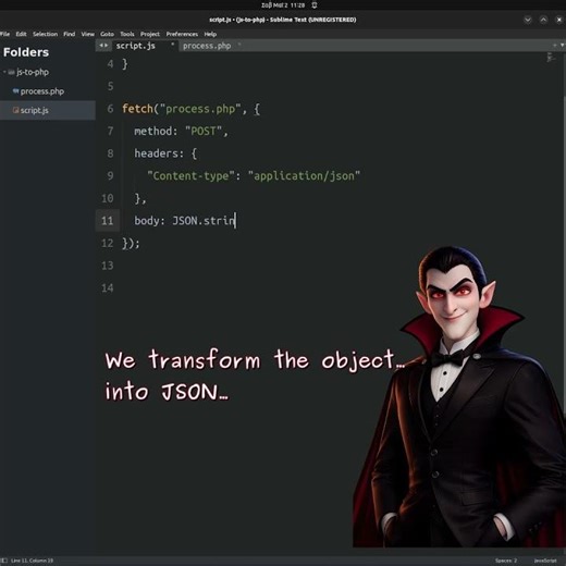 Send JavaScript object to PHP using fetch 🧛‍♂️ #php #javascript #fetch