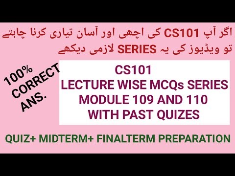 CS101 Module 109 and 110 |Final Term Important MCQs | Quiz Preparation|Cs101 Lecture Wise MCQs