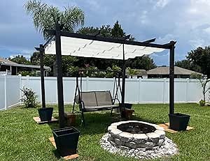PURPLE LEAF Pergola 10' X 10' Outdoor Retractable Metal Pergola with Canopy Patio Shade for Garden Yard Pavilion Grill for Beach Deck Gazebo, White