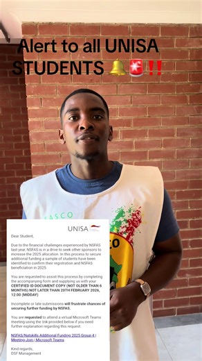 Important Announcement for UNISA Students