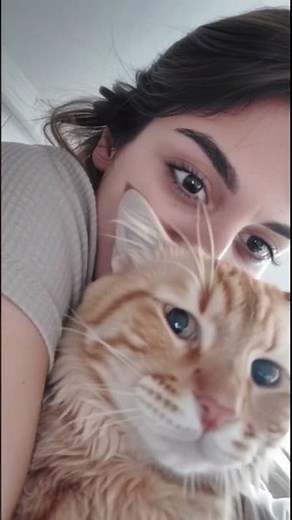 Cute Cat Sleeping With Girl on Bed | Adorable Morning Moments | Viral Pet Video”