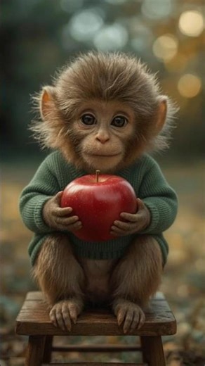 “Cutest Monkey Ever! Eats Apple Then Laughs Nonstop 🤣❤️”